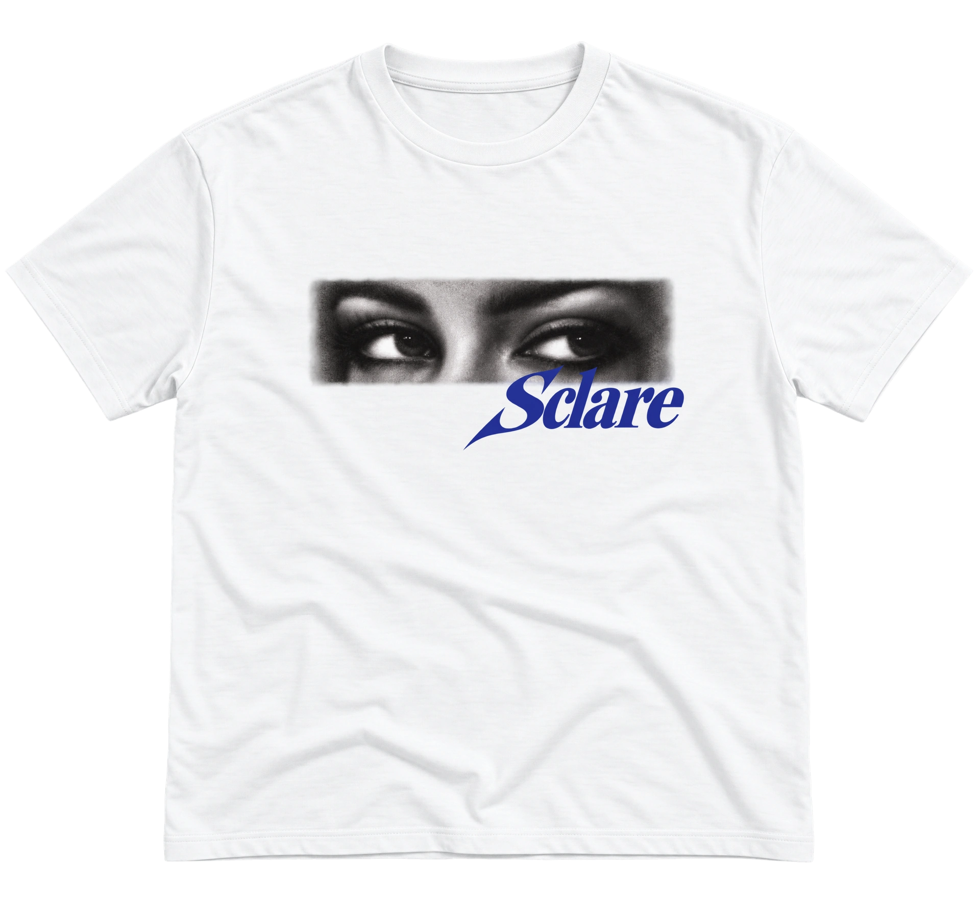 Studio image of the white Sclare eye-print tee